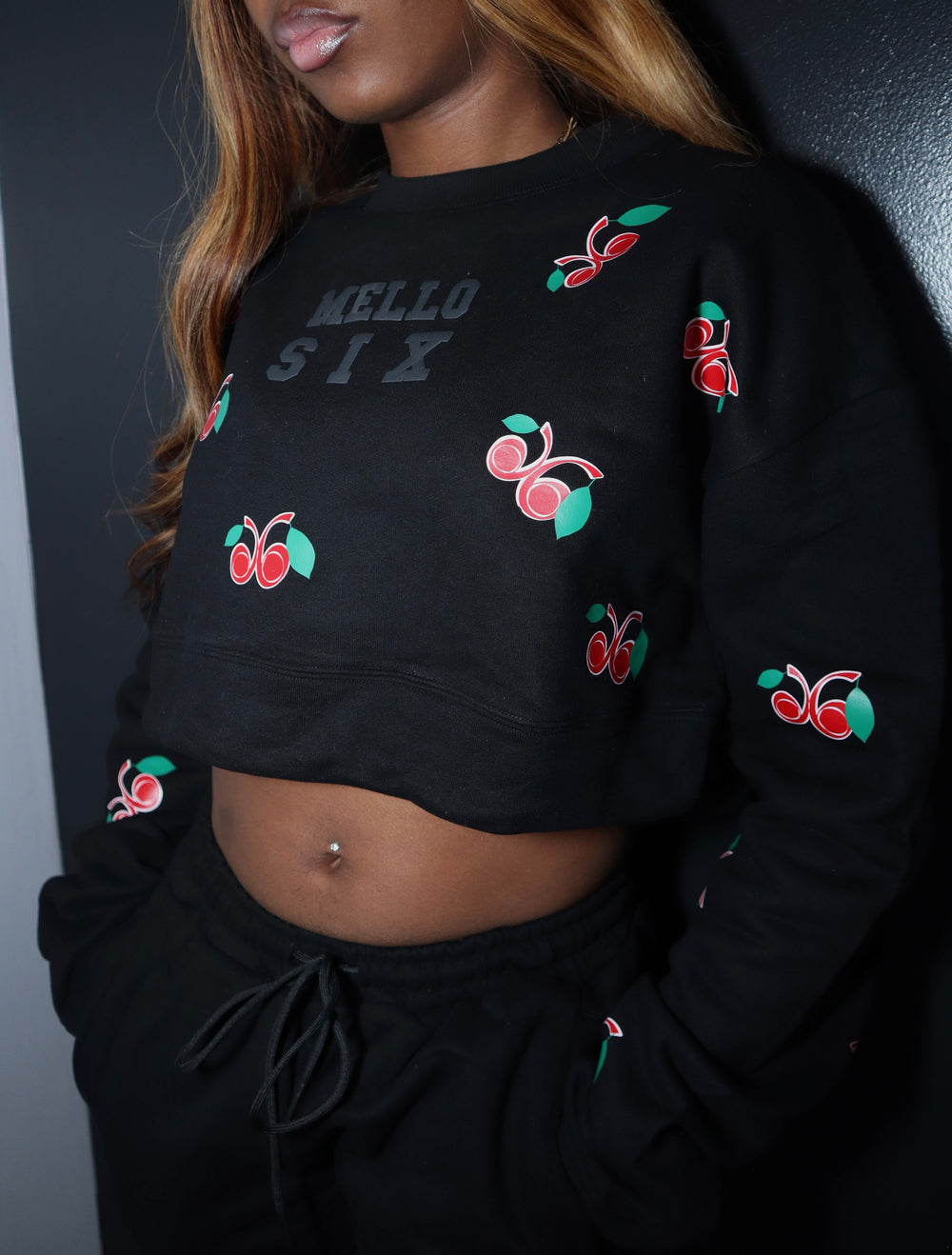 "MERRY CHERRY" CROPPED HOODIE